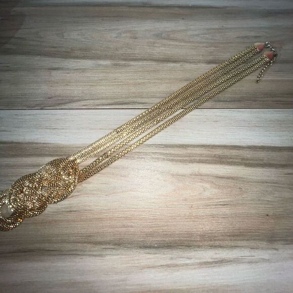 Vintage Knotted Slinky Necklace Women’s Gold Tone Braided Retro Grandmacore - Picture 13 of 14